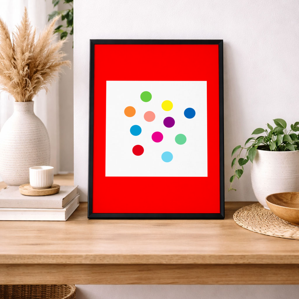 Rainbow with White Background Lustre Art Print