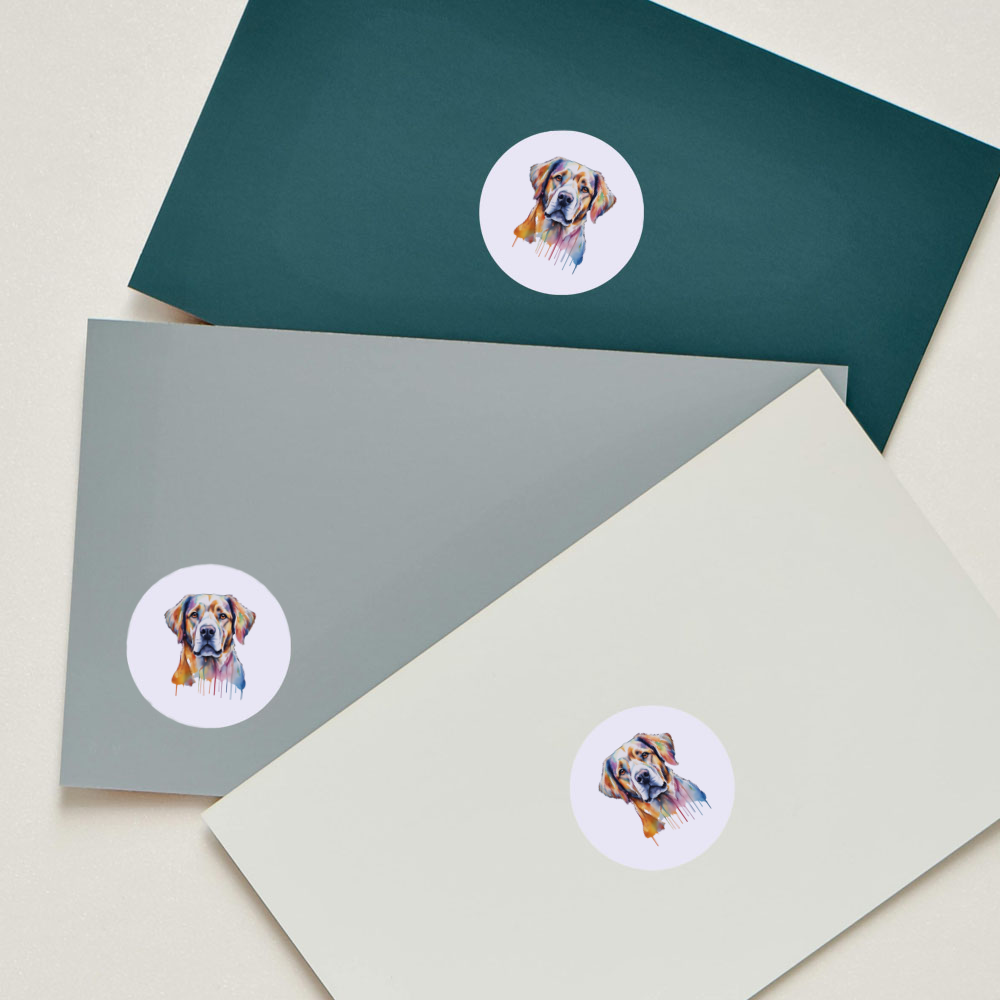 watercolour lab dog Round Paper Stickers - 24 x 40mm