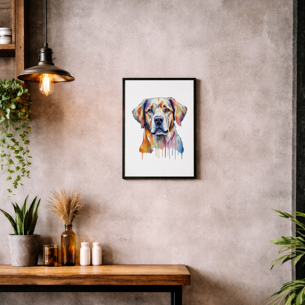 watercolour lab dog Lustre Art Print