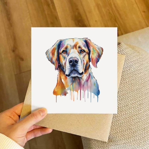 watercolour lab dog 148mm Square Greeting Card