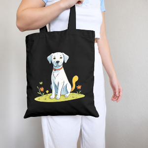 Dog Long Handle Cotton Tote Bag