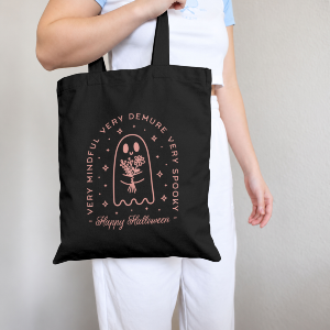 Cute Ghost Long Handle Cotton Tote Bag