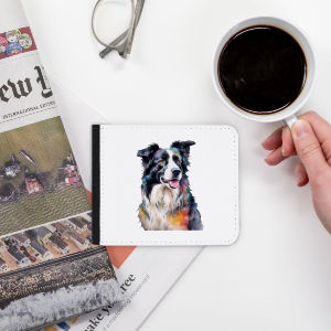 border collie dog Slim Folding Wallet