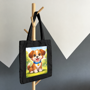 Dog T-Shirt Test Long Handle Cotton Tote Bag